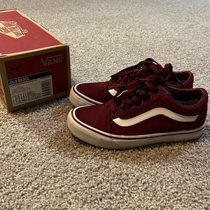 *USED* Vans Old Skool Canvas Cordovan/True White Lace Up Casual Sneakers A467